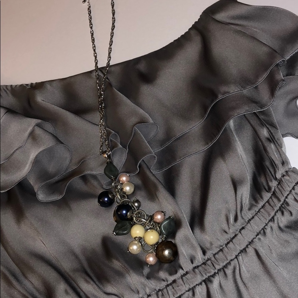 Long Lia Sophia Necklace faux pearl, gems, silver